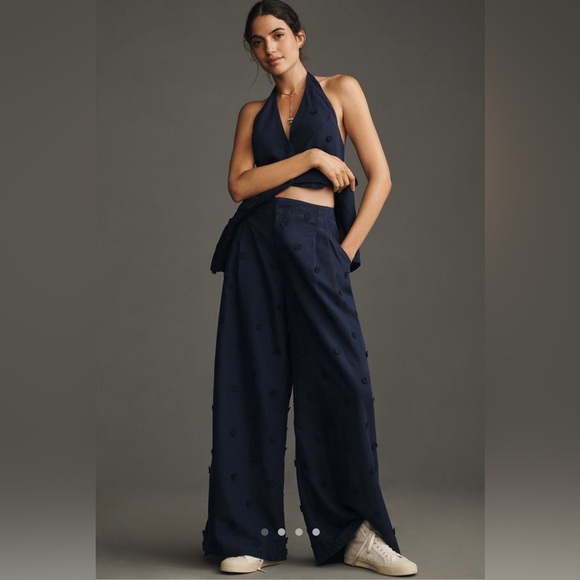 2 pieces Linen Blend Halter Vest + Tailored Linen Blend Embellished Trousers - Picture 4 of 16